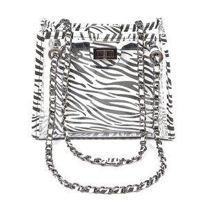 BNWT Brand New Transparent Zebra Pouch 2 In 1 Convertible Stadium Shoulder Bag